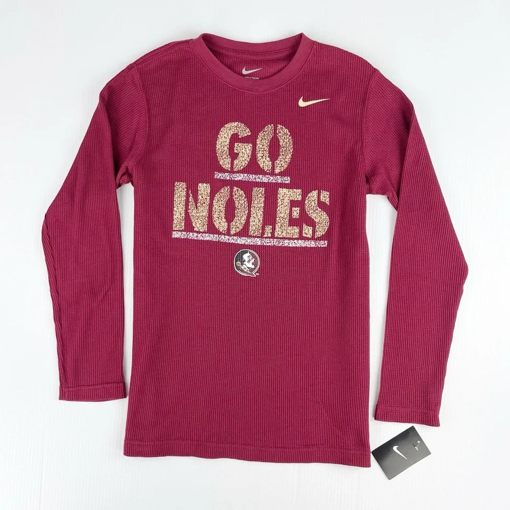Nike FSU Florida State Seminoles Go Noles Maroon Thermal Shirt Top
